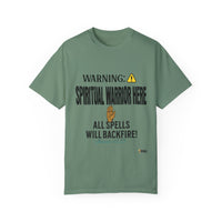 WARNING: Spiritual Warrior Here Unisex T-shirt, Black Print-KVOM