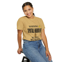 WARNING: Spiritual Warrior Here Unisex T-shirt, Black Print-KVOM