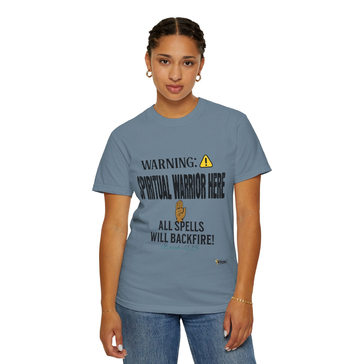 WARNING: Spiritual Warrior Here Unisex T-shirt, Black Print-KVOM