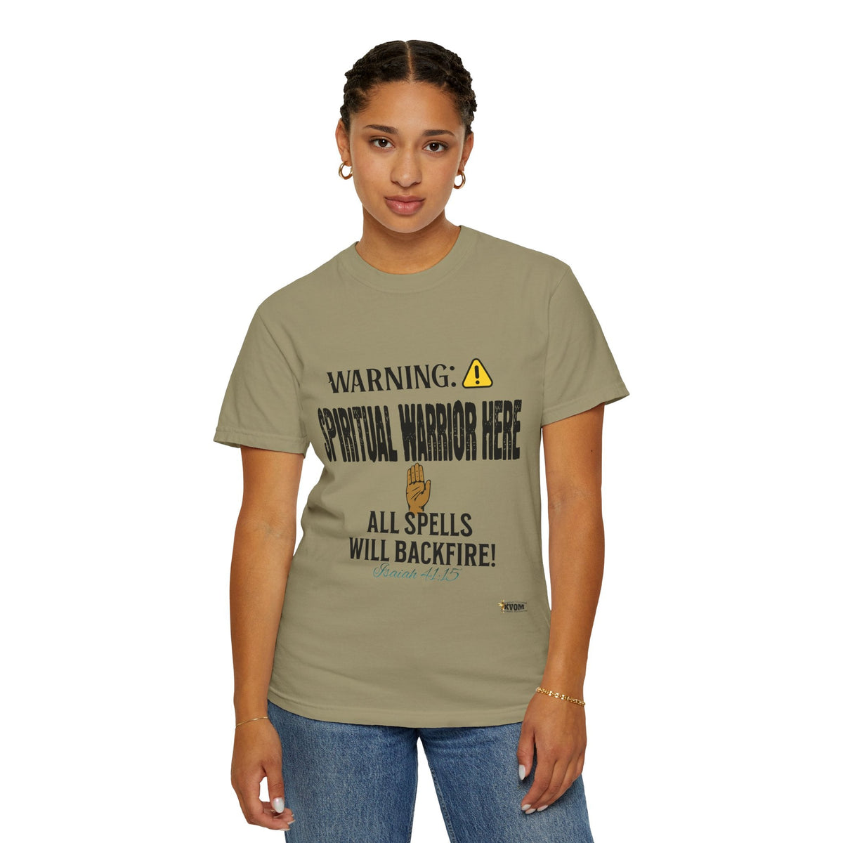 WARNING: Spiritual Warrior Here Unisex T-shirt, Black Print-KVOM