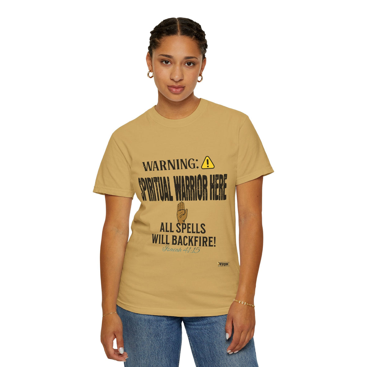 WARNING: Spiritual Warrior Here Unisex T-shirt, Black Print-KVOM