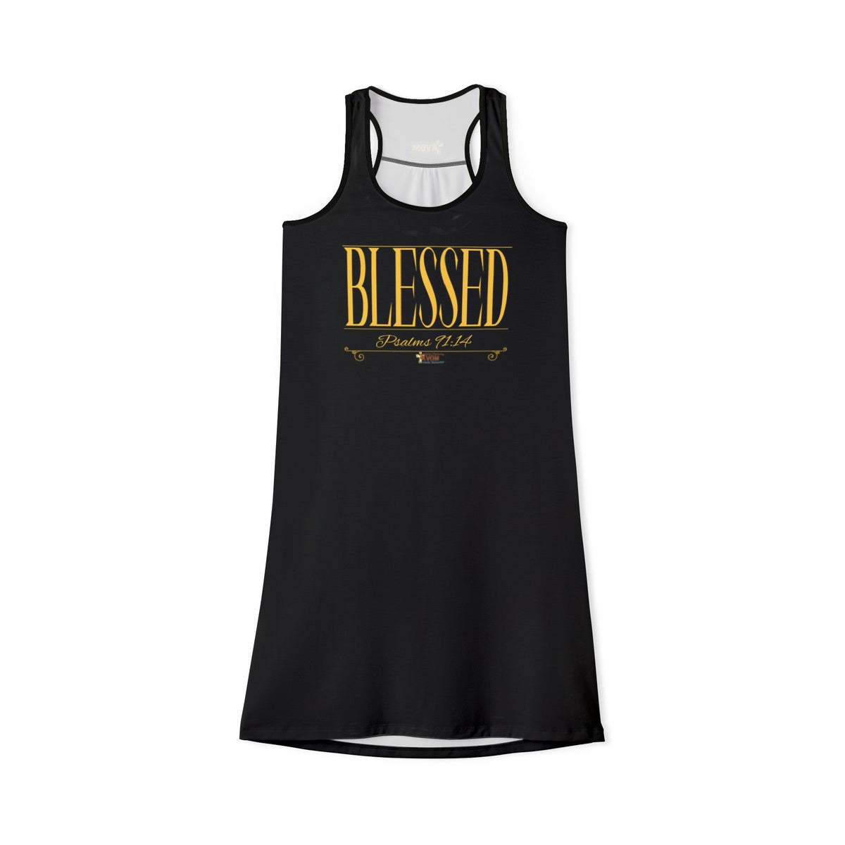 Women's BLESSED "Stretched" Series Lengthy Dress, Black & Gold-KVOM