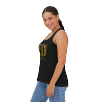 Women's BLESSED "Stretched" Series Tank Top, Black & Gold-KVOM