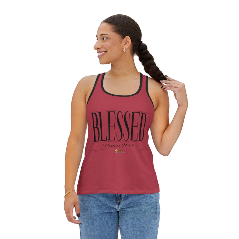 Women's BLESSED "Stretched" Series Tank Top, Heather Red-KVOM