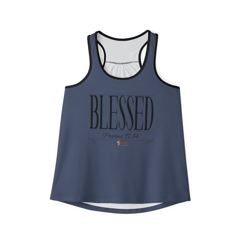 Women's BLESSED "Stretched" Series Tank Top, Indigo Blue-KVOM