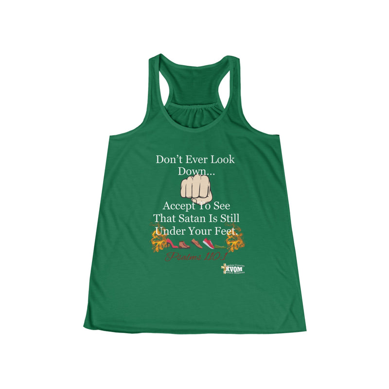 Women's Don't Ever Look Down Flowy Tank, Wht Fist-KVOM