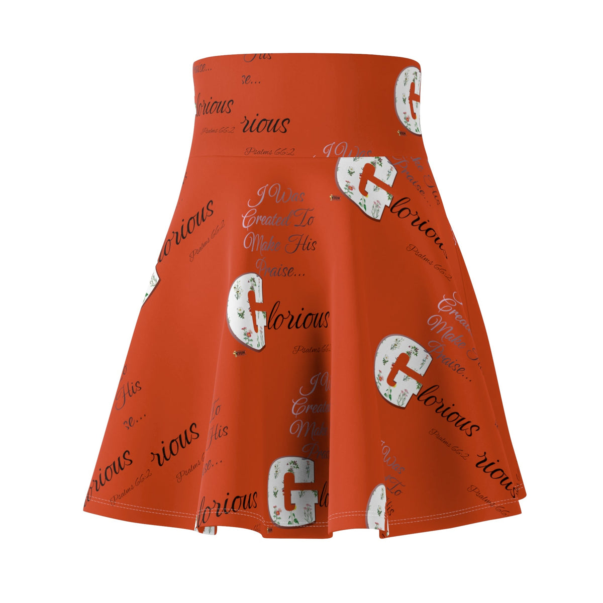 Women's Make His Praise Glorious Skater Skirt, Bursting Orange-KVOM