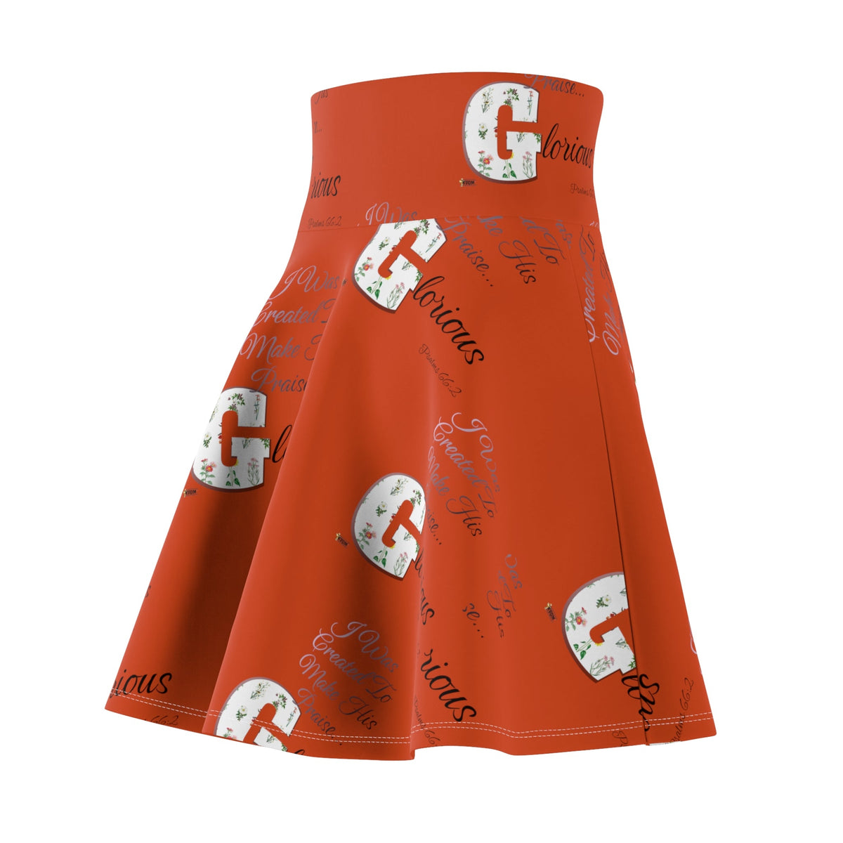 Women's Make His Praise Glorious Skater Skirt, Bursting Orange-KVOM