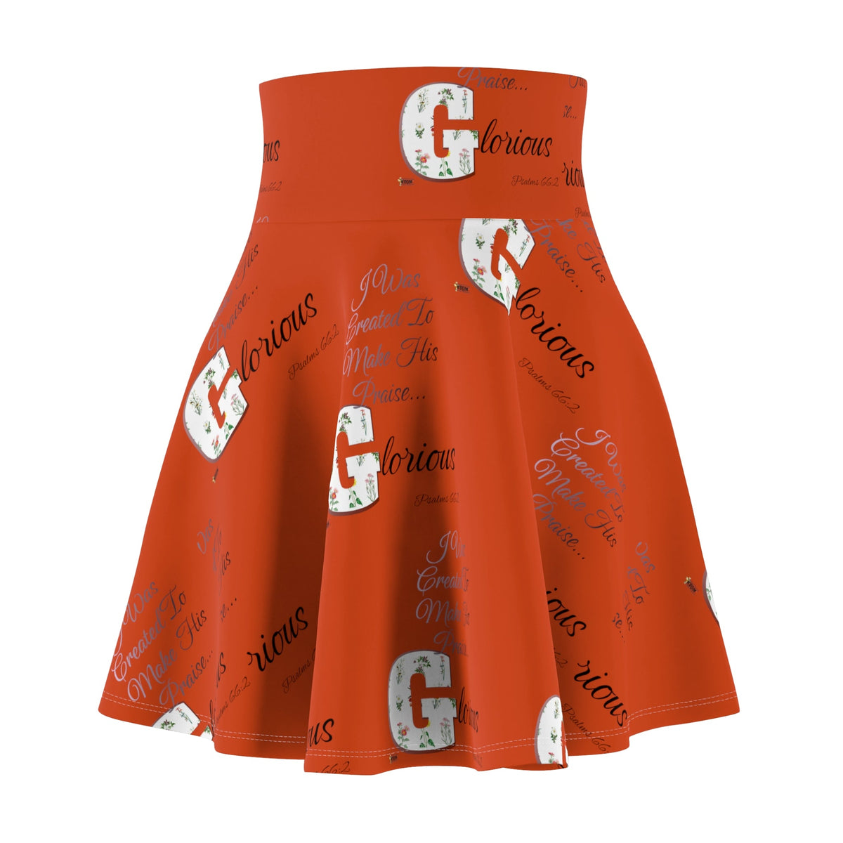 Women's Make His Praise Glorious Skater Skirt, Bursting Orange-KVOM