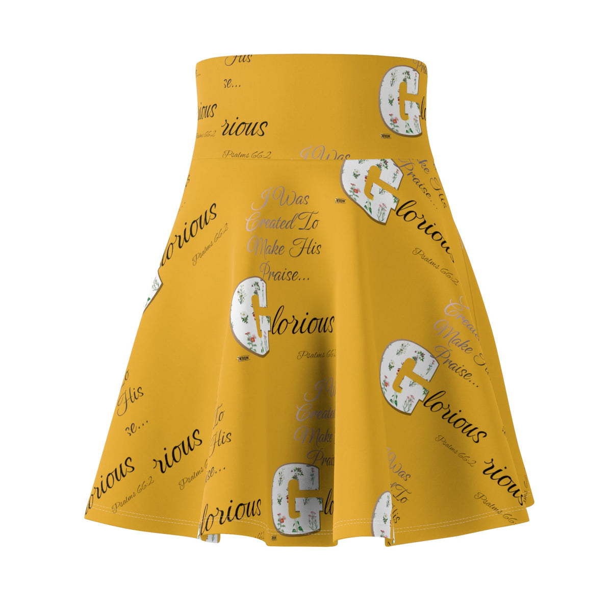 Women's Make His Praise Glorious Skater Skirt, Yellow-KVOM