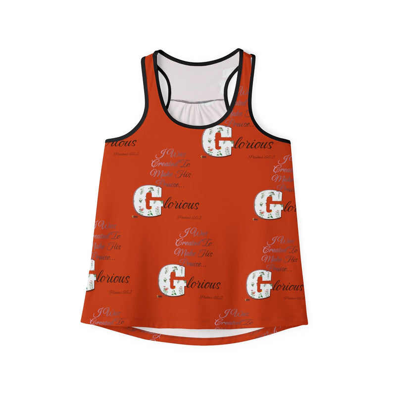 Women's Make His Praise Glorious Tank Top, Bursting Orange-KVOM