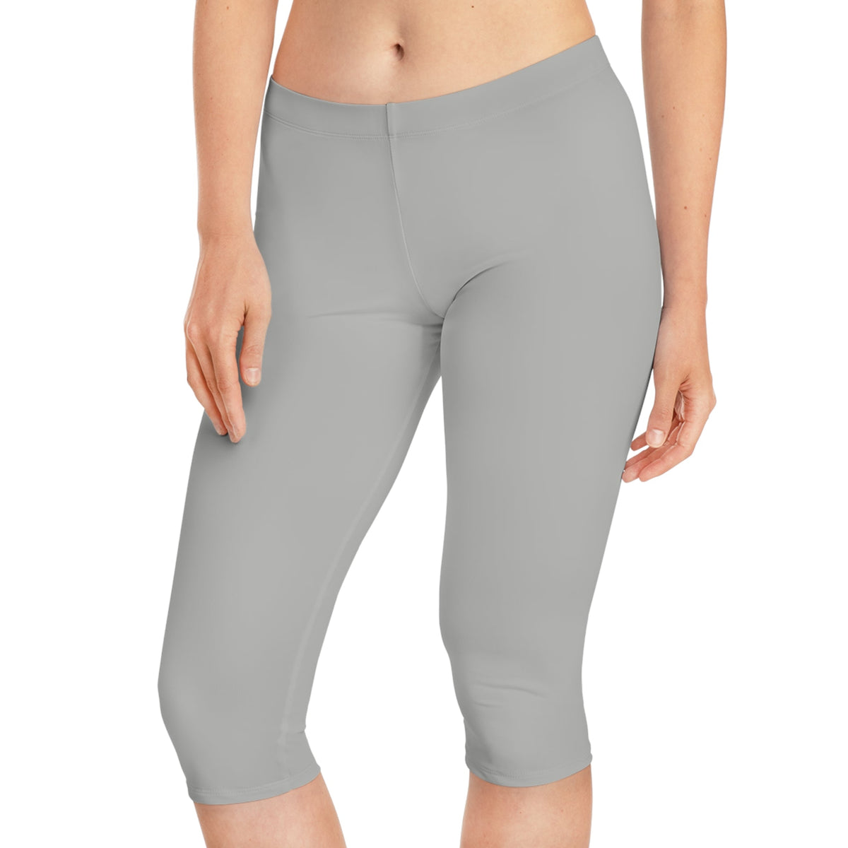 Women's Mid-Length Leggings, Athletic Heather Grey-KVOM