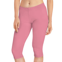 Women's Mid-Length Leggings, Bubble Gum Pink-KVOM