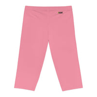 Women's Mid-Length Leggings, Bubble Gum Pink-KVOM