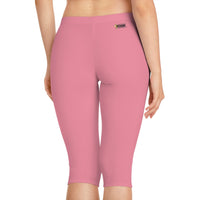 Women's Mid-Length Leggings, Bubble Gum Pink-KVOM