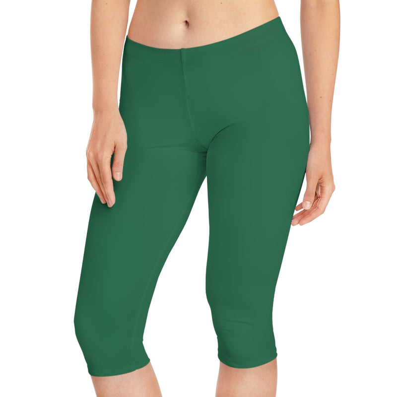 Women's Mid-Length Leggings, Kelly Green-KVOM