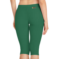 Women's Mid-Length Leggings, Kelly Green-KVOM