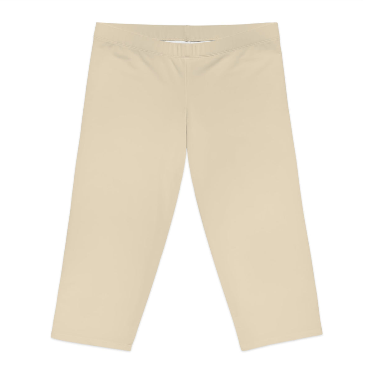 Women's Mid-Length Leggings, Khaki, Brass Logo-KVOM