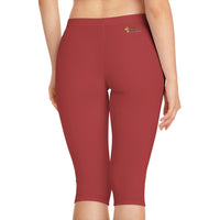 Women's Mid-Length Leggings, Red-KVOM