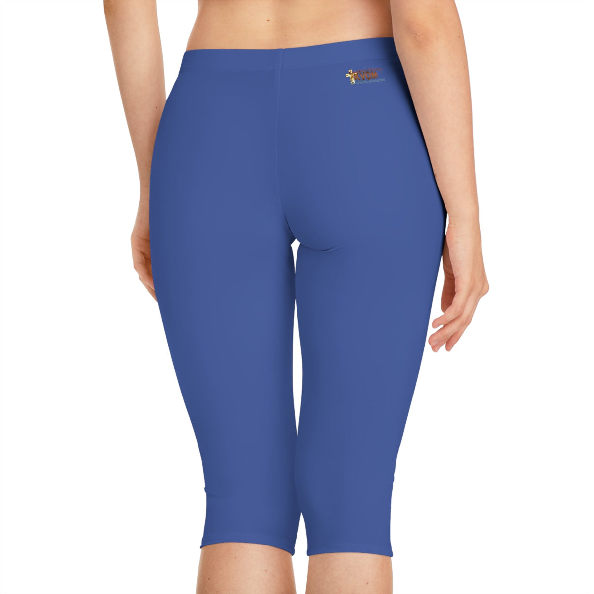 Women's Mid-Length Leggings, True Royal Blue-KVOM