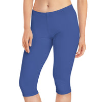 Women's Mid-Length Leggings, True Royal Blue-KVOM