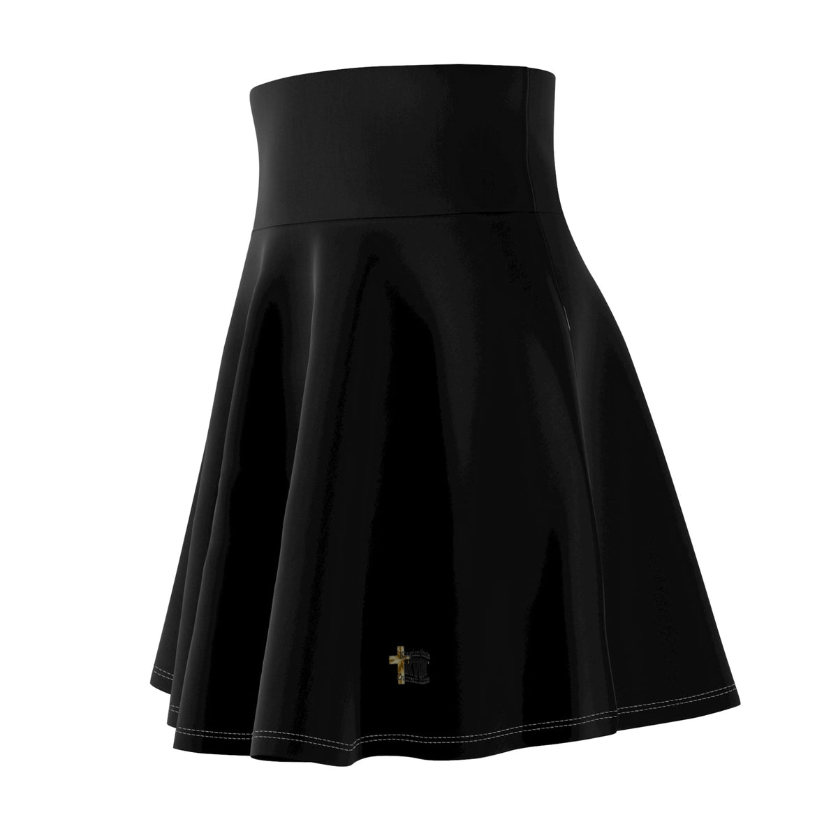 Women's Skater Skirt, Black, Black KVOM Logo-KVOM