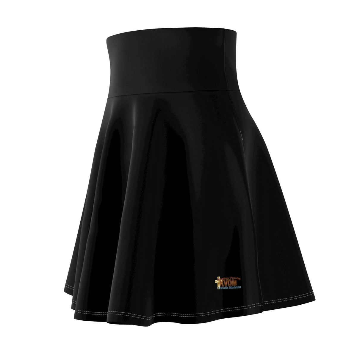 Women's Skater Skirt, Black, Brass KVOM Logo-KVOM