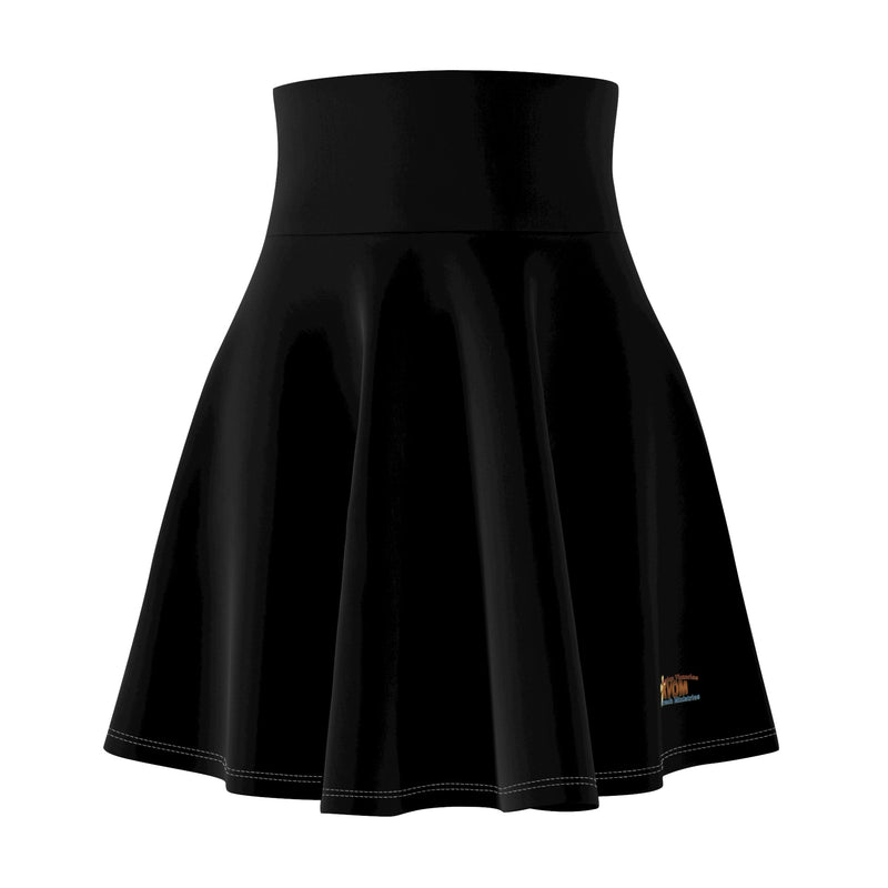 Women's Skater Skirt, Black, Brass KVOM Logo-KVOM