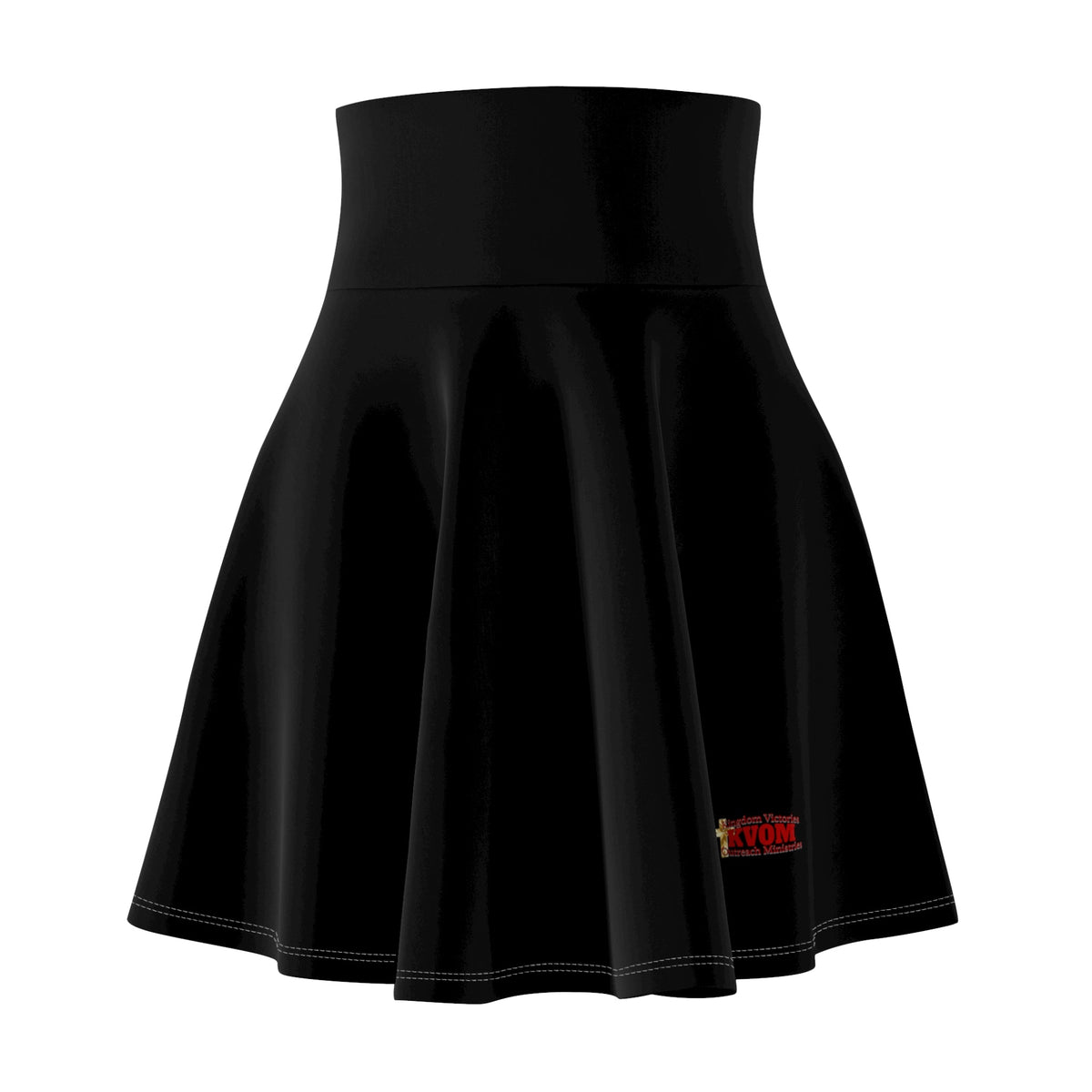 Women's Skater Skirt, Black, Red KVOM Logo-KVOM