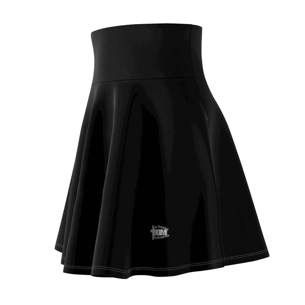 Women's Skater Skirt, Black, Silver Steel Logo-KVOM