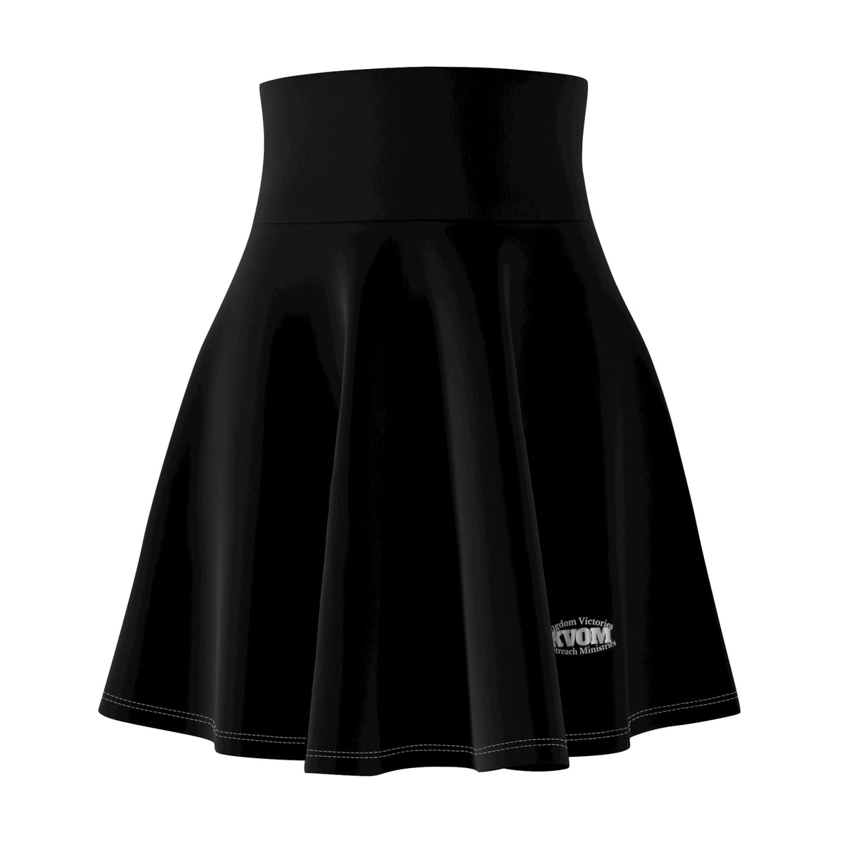 Women's Skater Skirt, Black, Silver Steel Logo-KVOM