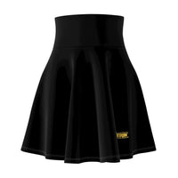 Women's Skater Skirt, Black, Yellow Gold KVOM Logo-KVOM