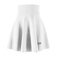 Women's Skater Skirt, White, Blue KVOM Logo-KVOM