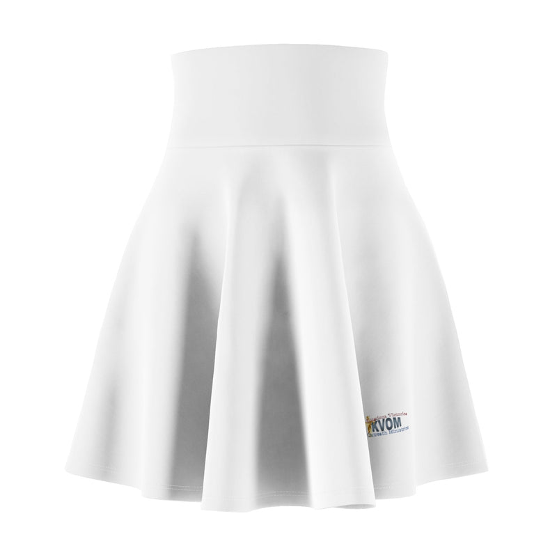 Women's Skater Skirt, White, Blue KVOM Logo-KVOM