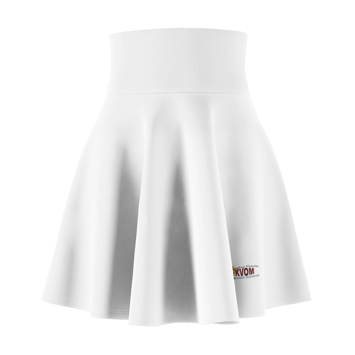 Women's Skater Skirt, White, Maroon KVOM Logo-KVOM