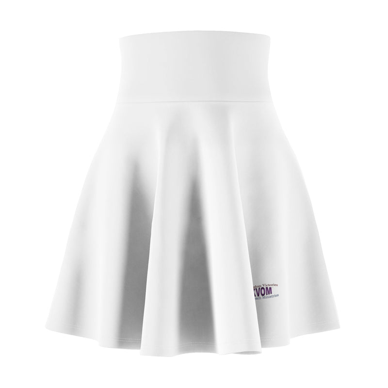 Women's Skater Skirt, White, Moses Temple Colored Logo-KVOM