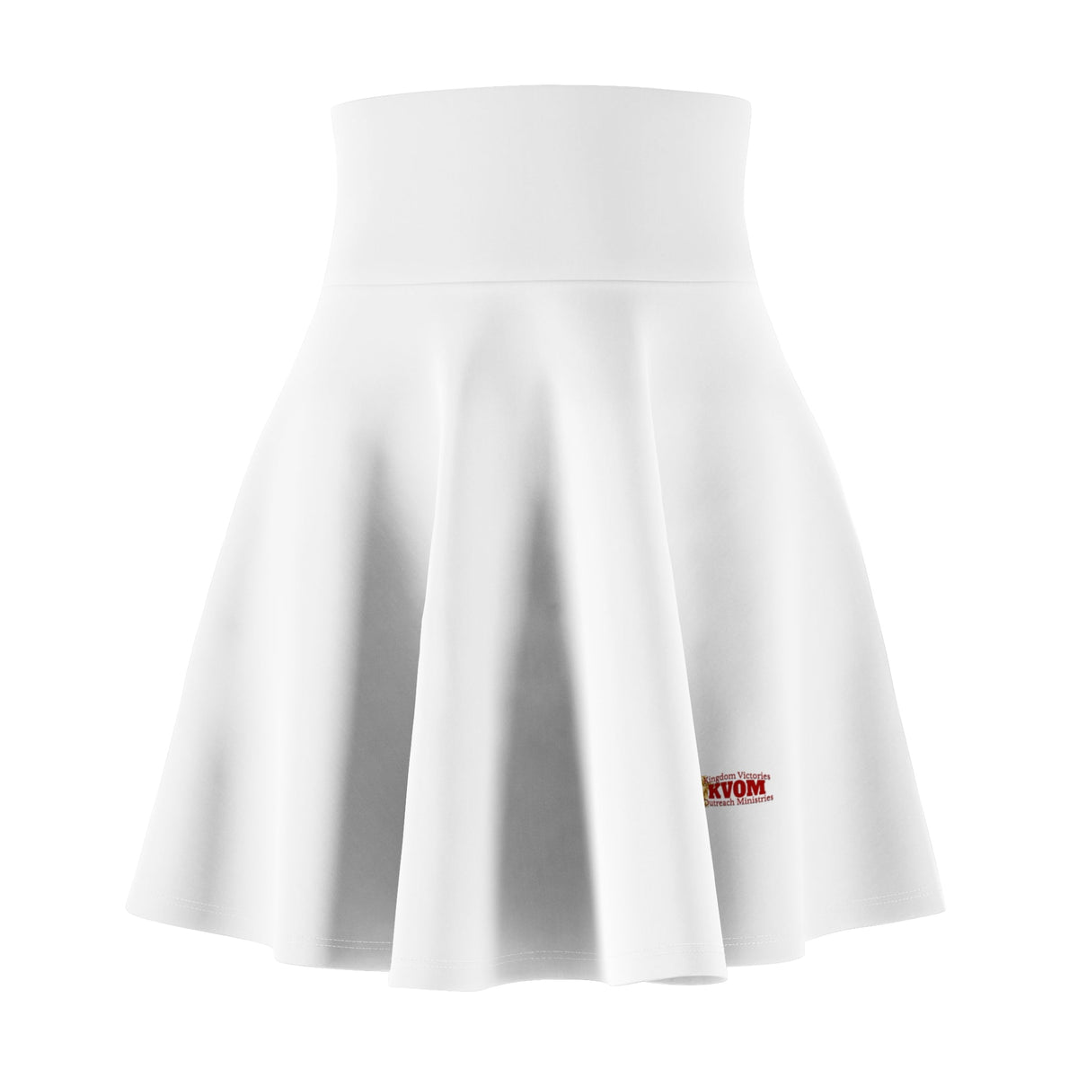 Women's Skater Skirt, White, Red KVOM Logo-KVOM