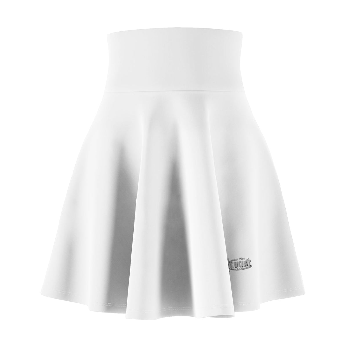 Women's Skater Skirt, White, Silver Steel Logo-KVOM