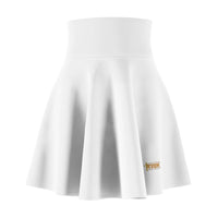 Women's Skater Skirt, White, True Gold KVOM Logo-KVOM