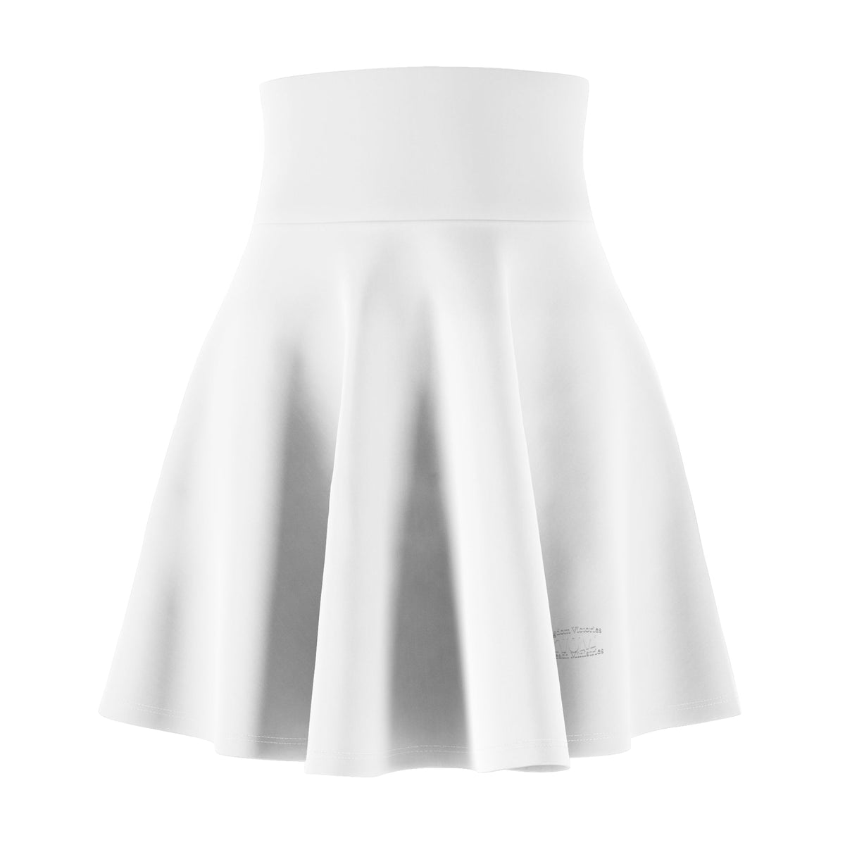 Women's Skater Skirt, White, White KVOM Logo-KVOM