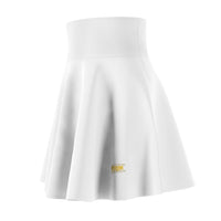 Women's Skater Skirt, White, Yellow Gold KVOM Logo-KVOM