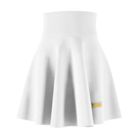 Women's Skater Skirt, White, Yellow Gold KVOM Logo-KVOM