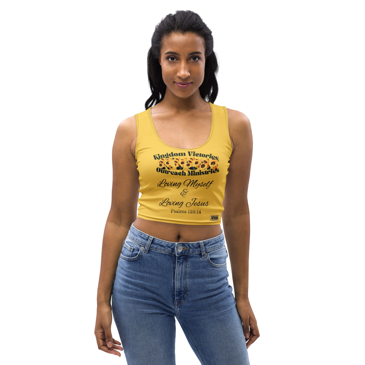 Loving Myself & Jesus Sunflowers Fitted Crop Top