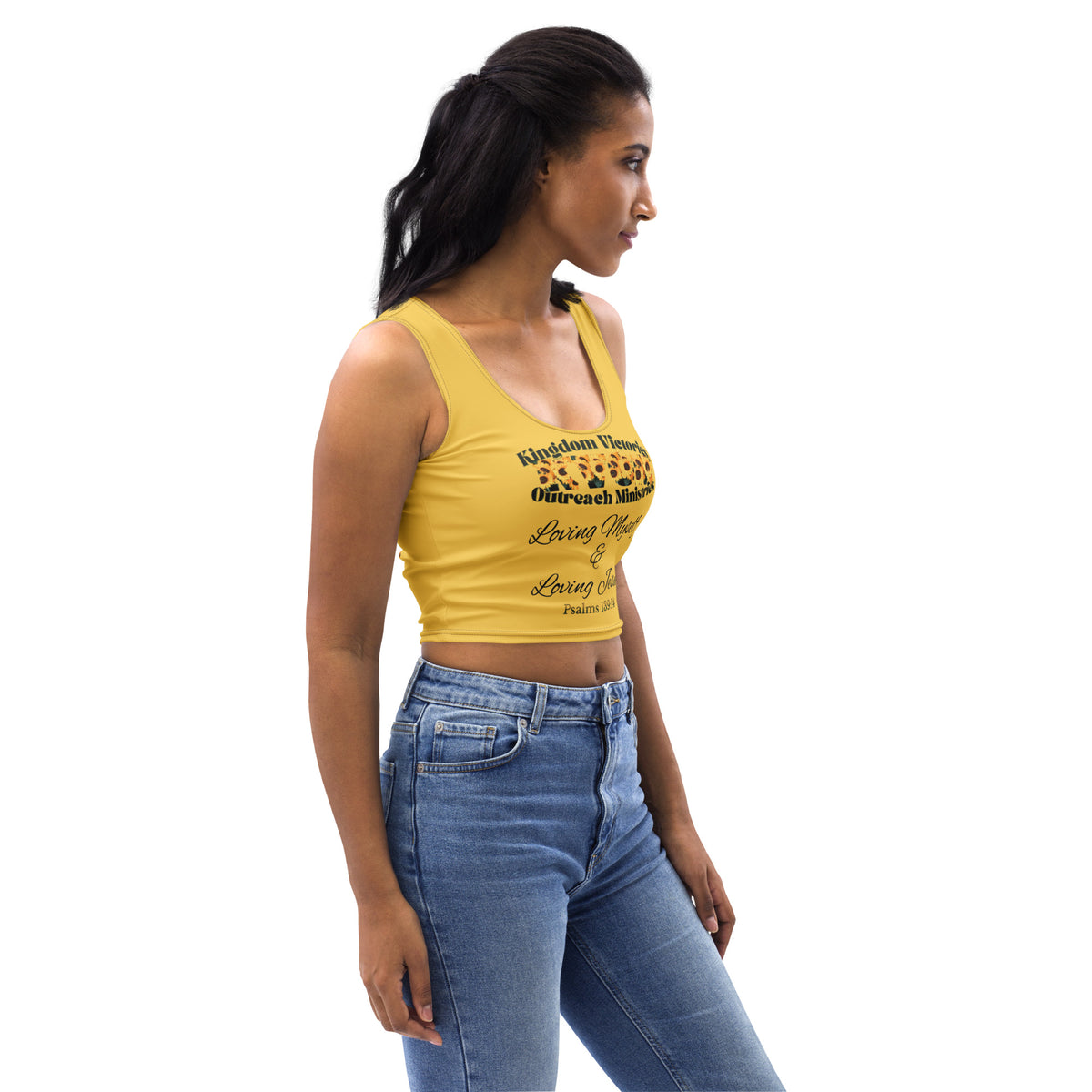 Loving Myself & Jesus Sunflowers Fitted Crop Top