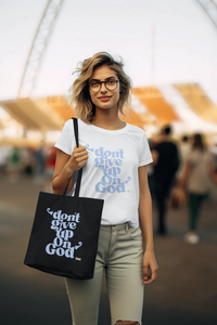 Don't Give Up On God Women's Short Sleeve Shirt, White